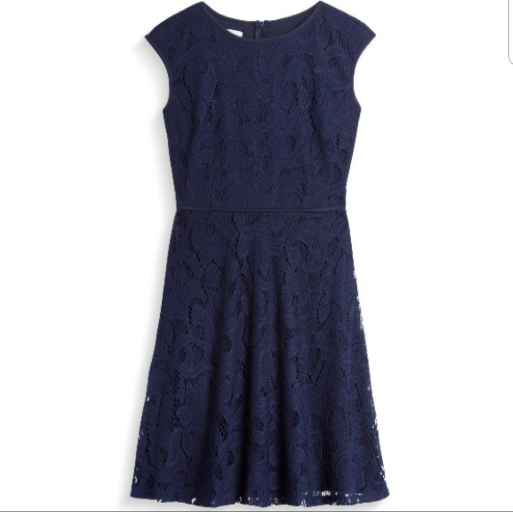 Wisp - Leeah Lace Knit Dress - Navy